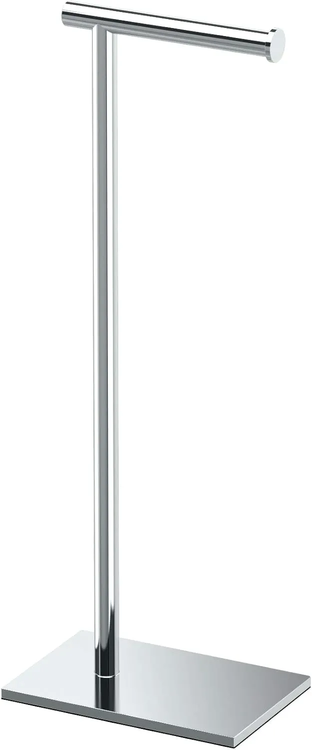Gatco 1431C Modern Rectangle Base Freestanding Toilet Paper Holder, 21.25" Chrome with Weighted Base