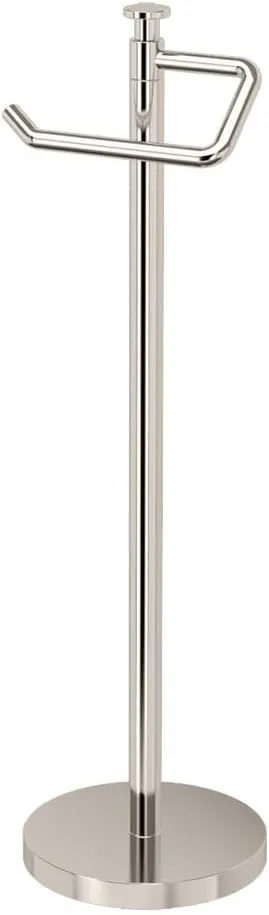 Gatco 1435PN Freestanding Toilet Paper Holder, 23.68” H, Polished Nickel | Toilet Tissue Roll Holder Stand with Weighted and Padded Base for Bathroom