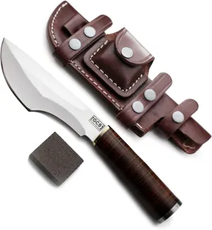 GCS Handmade Leather Spacers Handle D2 Tool Steel Tactical Hunting Knife with leather sheath Full tang blade designed for Hunting & EDC GCS 319