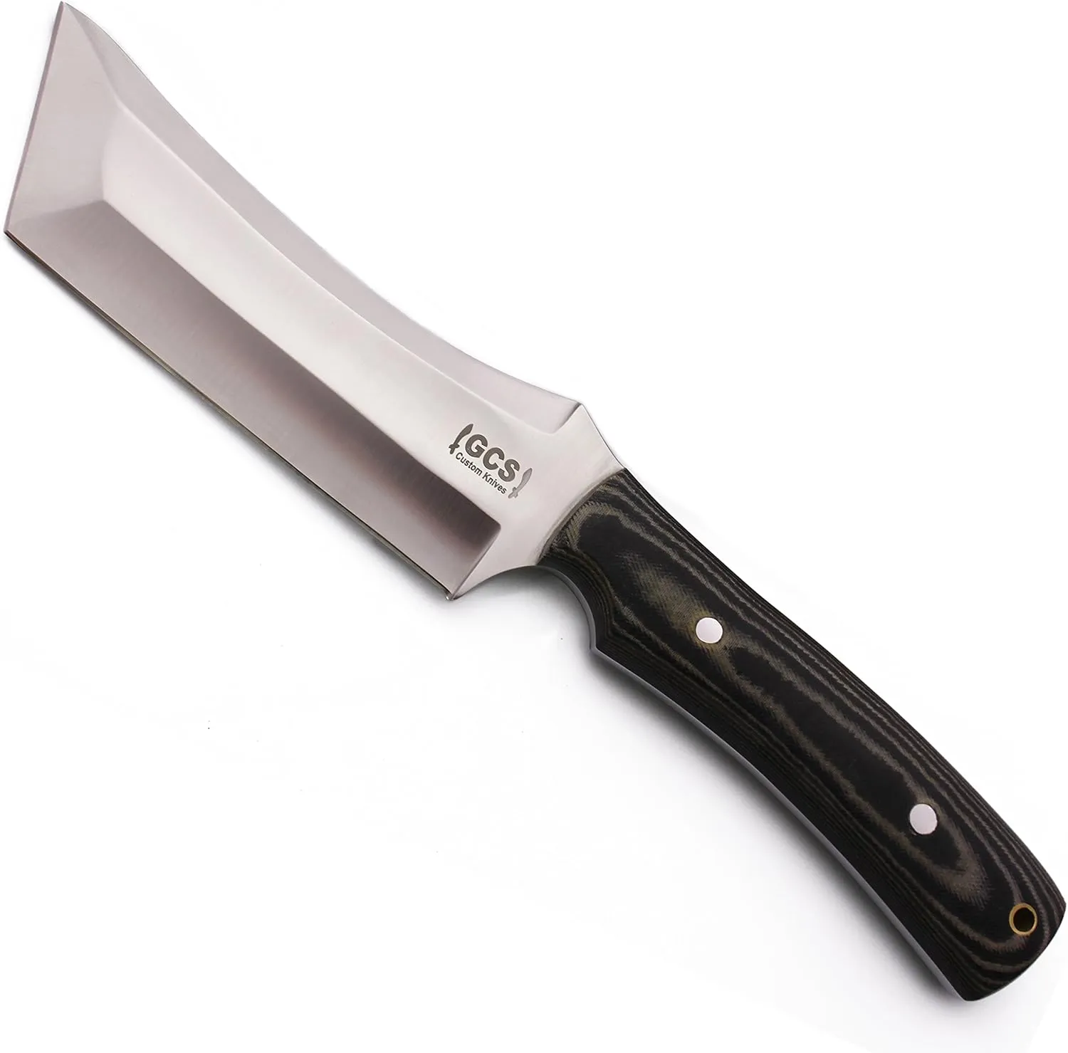 GCS Handmade Micarta Handle D2 Tool Steel Tactical Hunting Knife with leather sheath Full tang blade designed for Hunting & EDC GCS 192