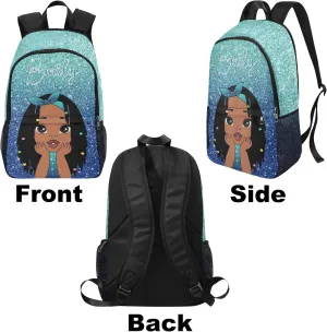 Generic Custom Kid's Backpack with Lunch Bag Box Pencil Pouch for Girls Blue Sparkle Personalized Name School Bag for Daughter Granddaughter 3 in 1 Bookbags Set Schoolbag for School Season, Design 05