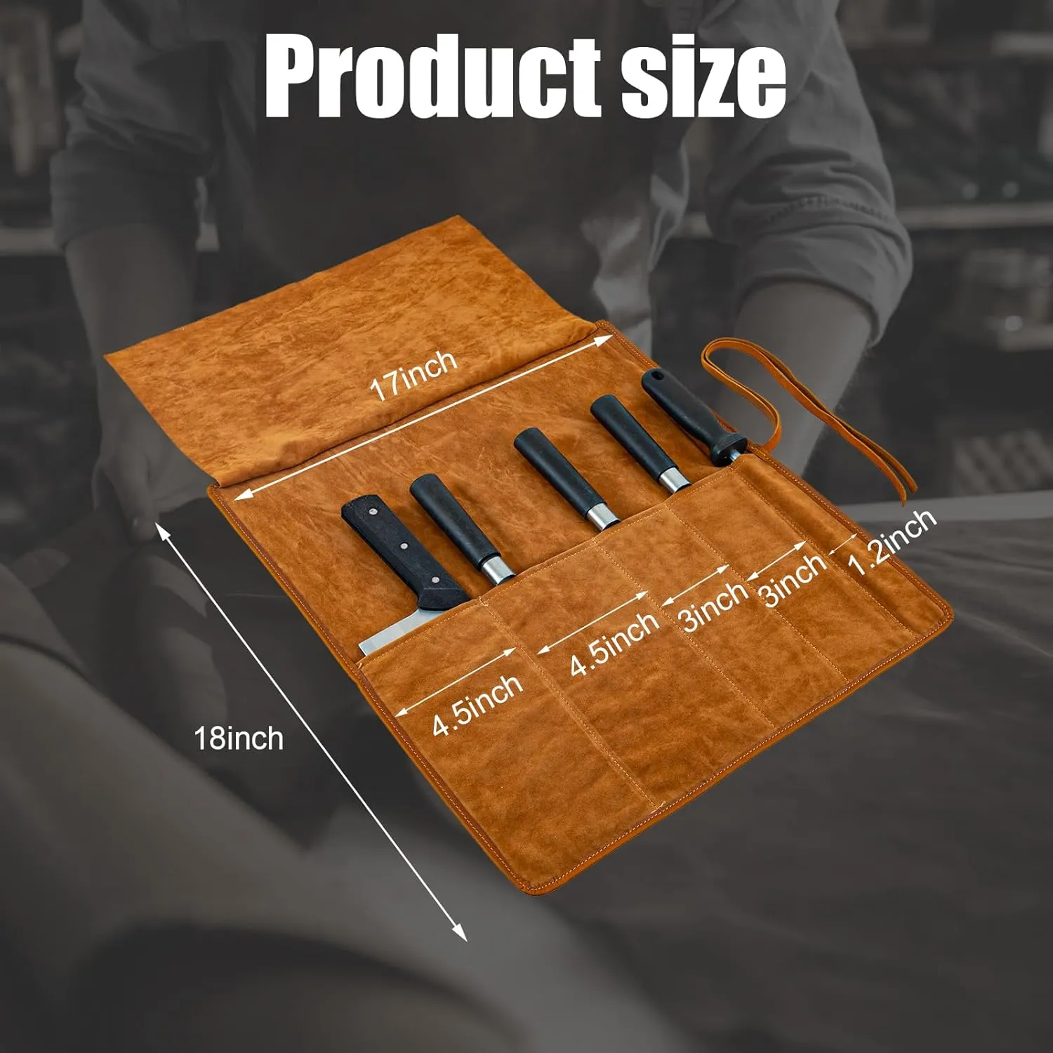 Genuine Leather Knife Roll, Knife Bags for Chefs Professional, Small Chef'S Knife,Knives Holders Protectors with 5 Slots