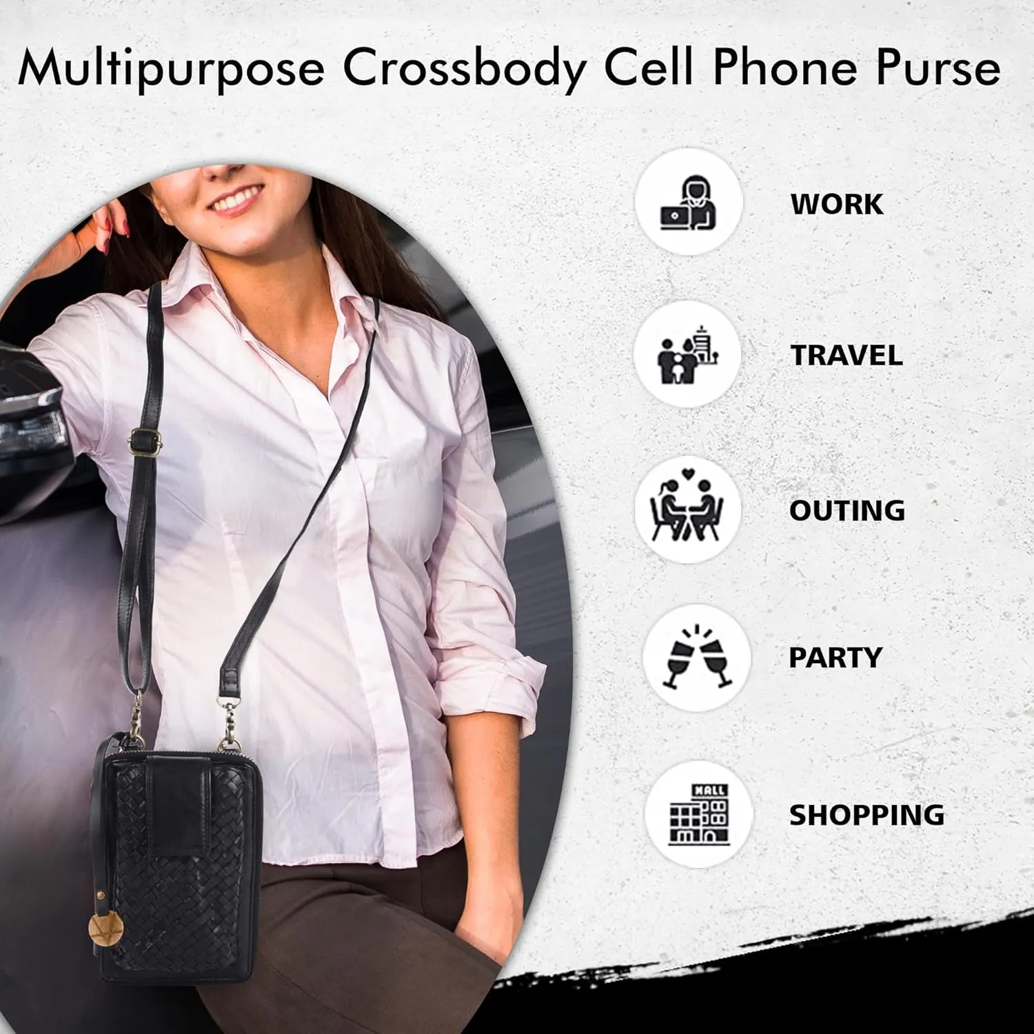 Genuine Leather Small Leather Crossbody Bags For Women Cell Phone Purse, Trendy Casual Detachable Strap