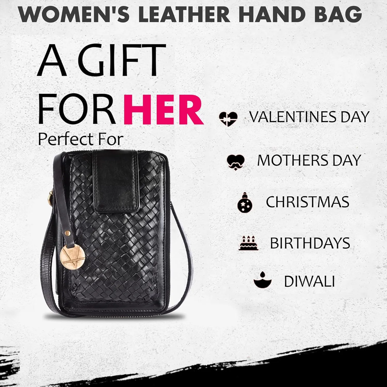 Genuine Leather Small Leather Crossbody Bags For Women Cell Phone Purse, Trendy Casual Detachable Strap