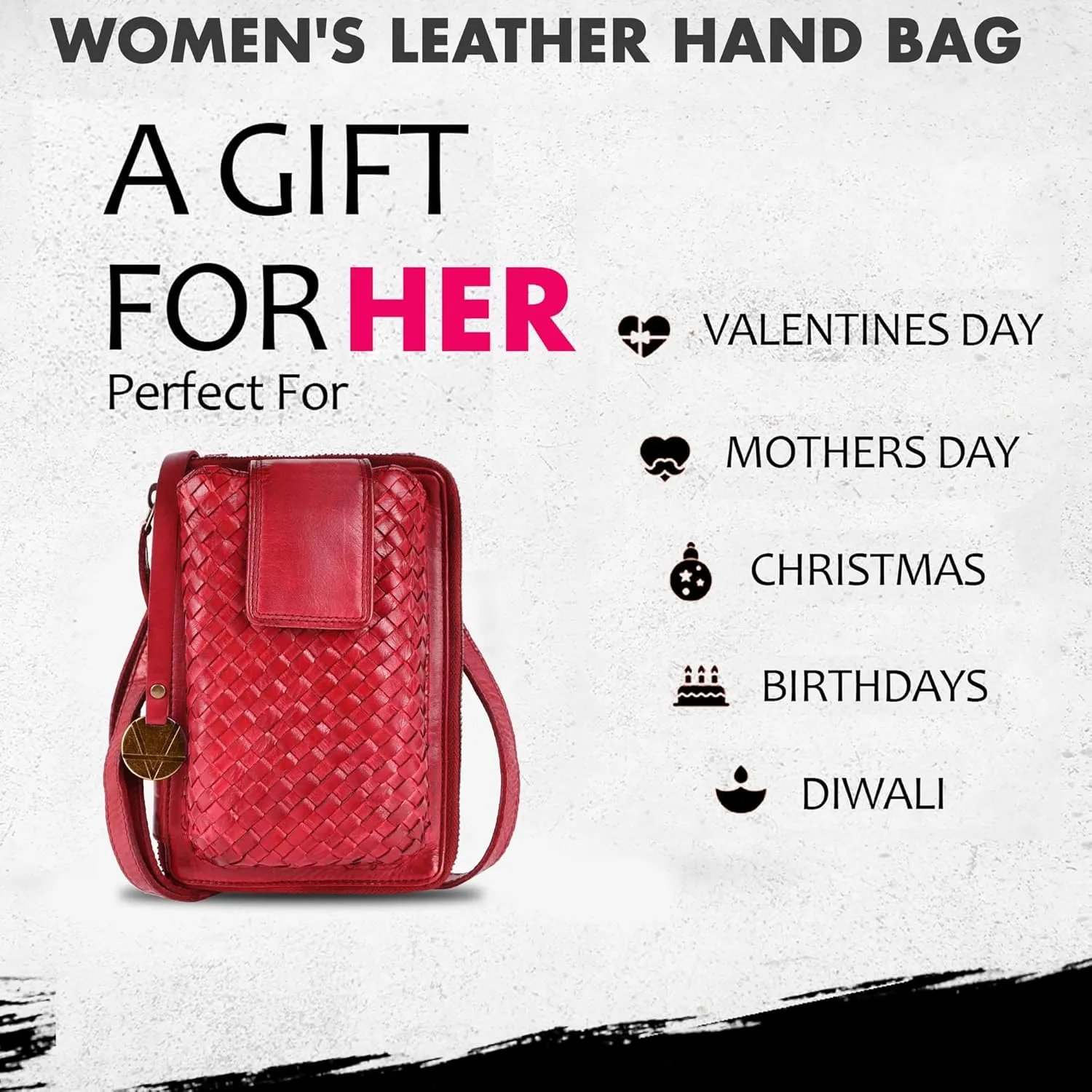 Genuine Leather Small Leather Crossbody Bags For Women Cell Phone Purse, Trendy Casual Detachable Strap