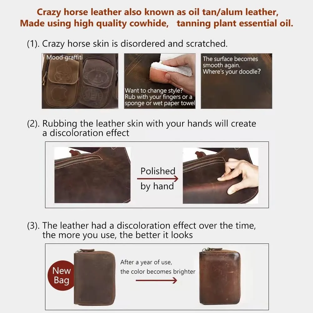 Genuine Leather Tooling Sheets 1.8-2.0MM Thick Genuine Top Full Grain Oil Tan Crazy Horse Cowhide Leather Sheets for Crafts Tooling Sewing Wallet Earring Hobby (Brown, 12"x24")