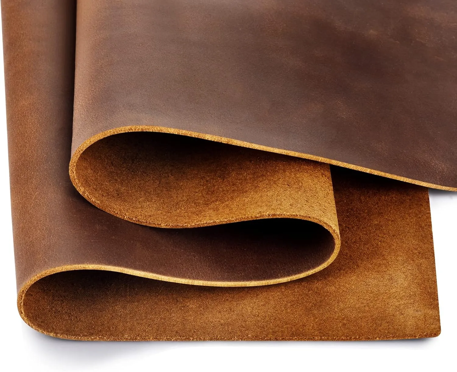 Genuine Leather Tooling Sheets 1.8-2.0MM Thick Genuine Top Full Grain Oil Tan Crazy Horse Cowhide Leather Sheets for Crafts Tooling Sewing Wallet Earring Hobby (Brown, 12"x24")