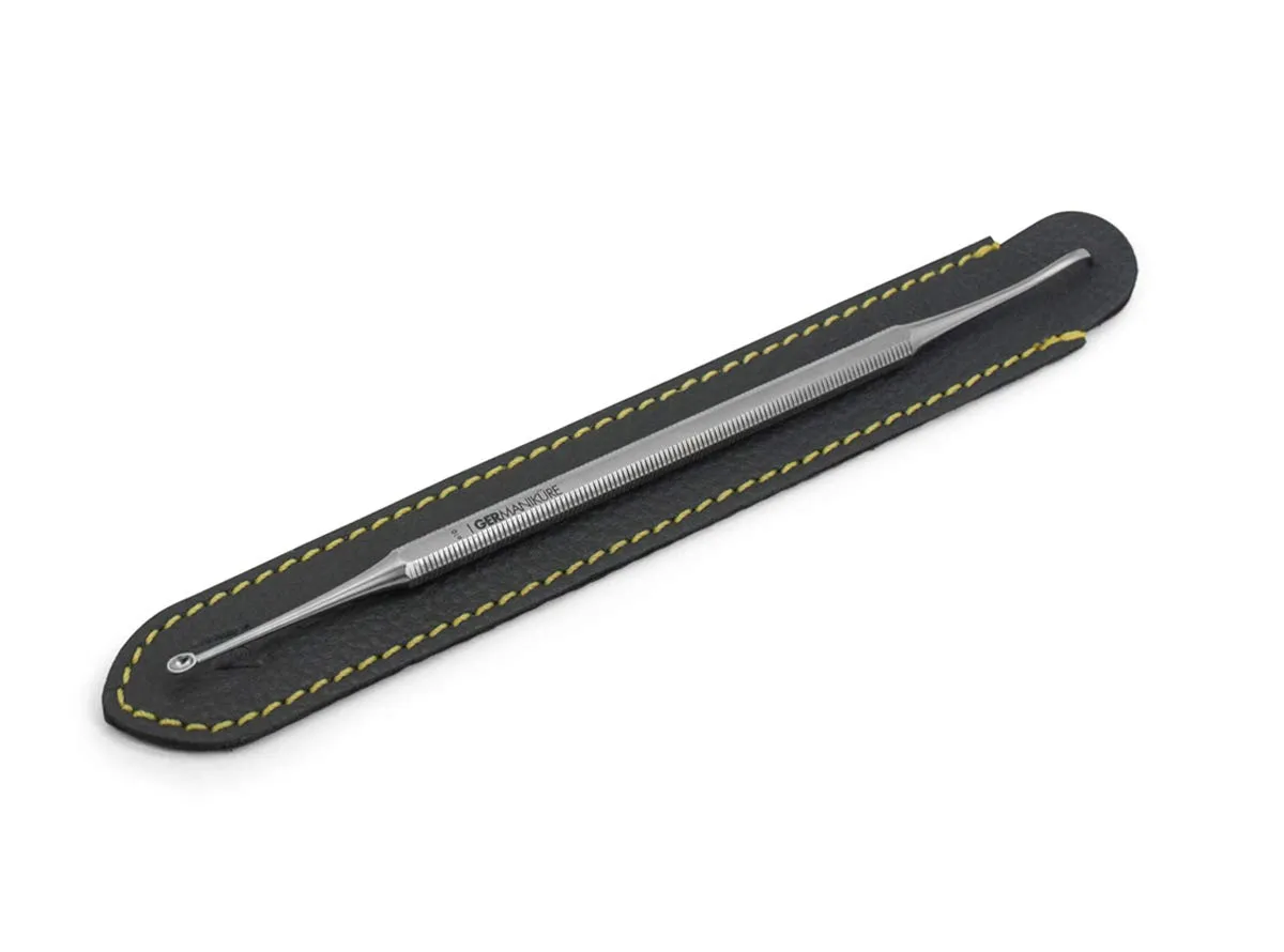 GERMANIKURE Double Sided Nail Curette Manicure Implement in Leather Case, Made in Solingen Germany