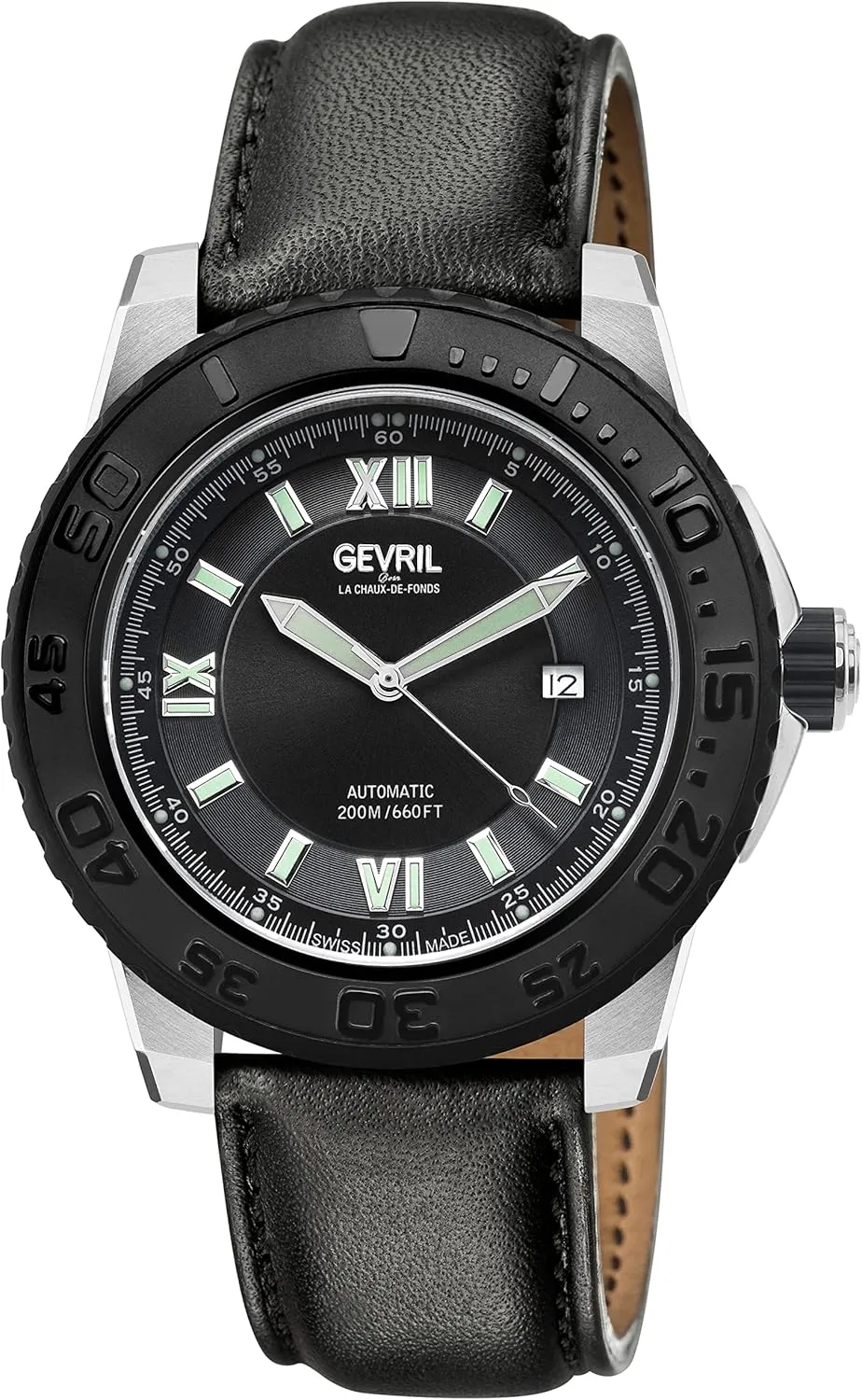 Gevril Seacloud Men's Automatic Watch, Genuine Leather Strap with Buckle