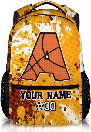 Girls School Backpacks, Custom Kids Backpack, Personalized Name Basketball Bookbag for Travel, Camping, 17 Inch Large Capacity School Bag for Kindergarten Preschool Elementary