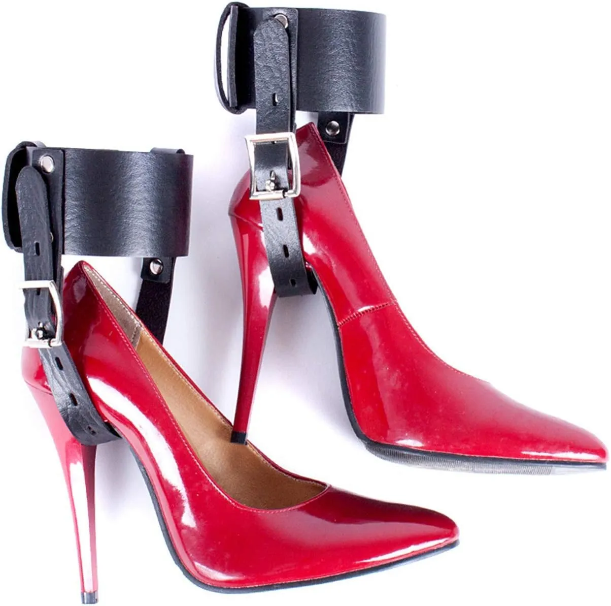 Girl/Women Double Wide Ankle Cuff Wrap Connection High Heels Fixed Lacing Adjustable Wide Strap Leather Ankle Cuff Sport Suit