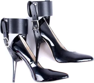 Girl/Women Double Wide Ankle Cuff Wrap Connection High Heels Fixed Lacing Adjustable Wide Strap Leather Ankle Cuff Sport Suit