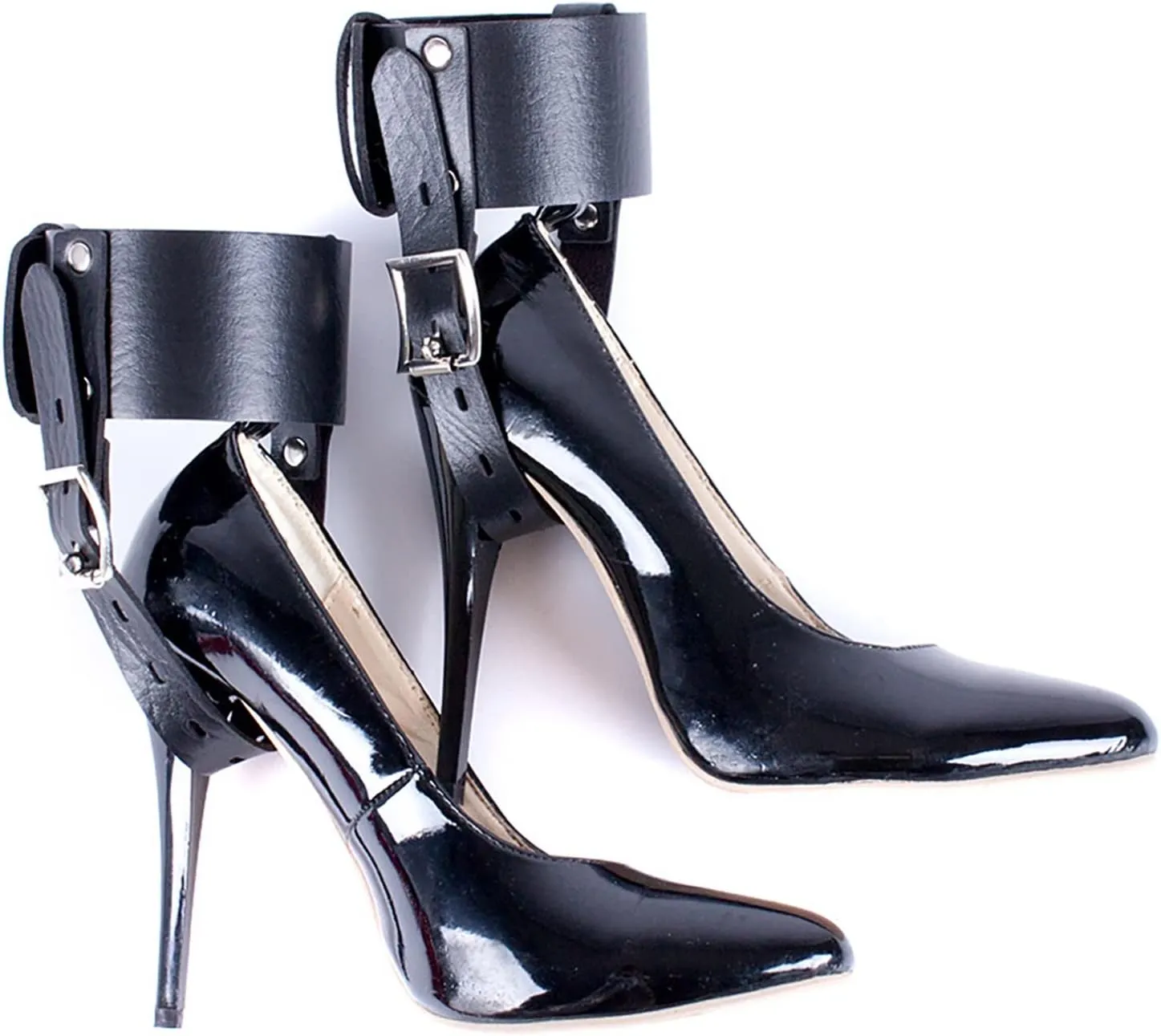 Girl/Women Double Wide Ankle Cuff Wrap Connection High Heels Fixed Lacing Adjustable Wide Strap Leather Ankle Cuff Sport Suit