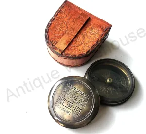 Go Confidently in The Direction of, Handmade Nautical Brass Working Compass with Leather Case Navigation Tool Compass Perfect Sailors Gift for Men Women, Birthday, Christmas, New Year
