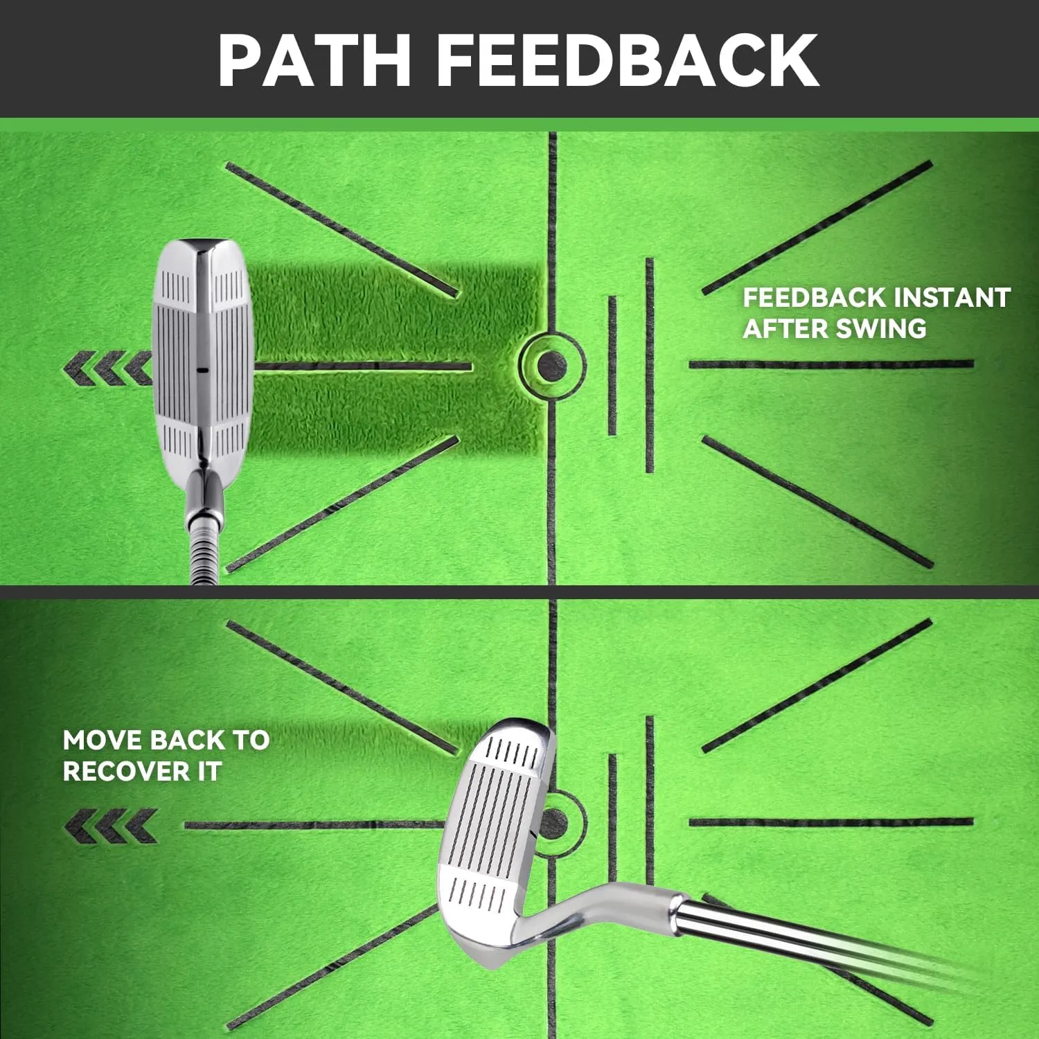 Golf Hitting Mat | Golf Training Mat for Swing Path Feedback/Detection Batting | Extra Replaceable Golf Practice Mat 16"x12" | Golf Gifts for Men/Women for Home Indoor Outdoor
