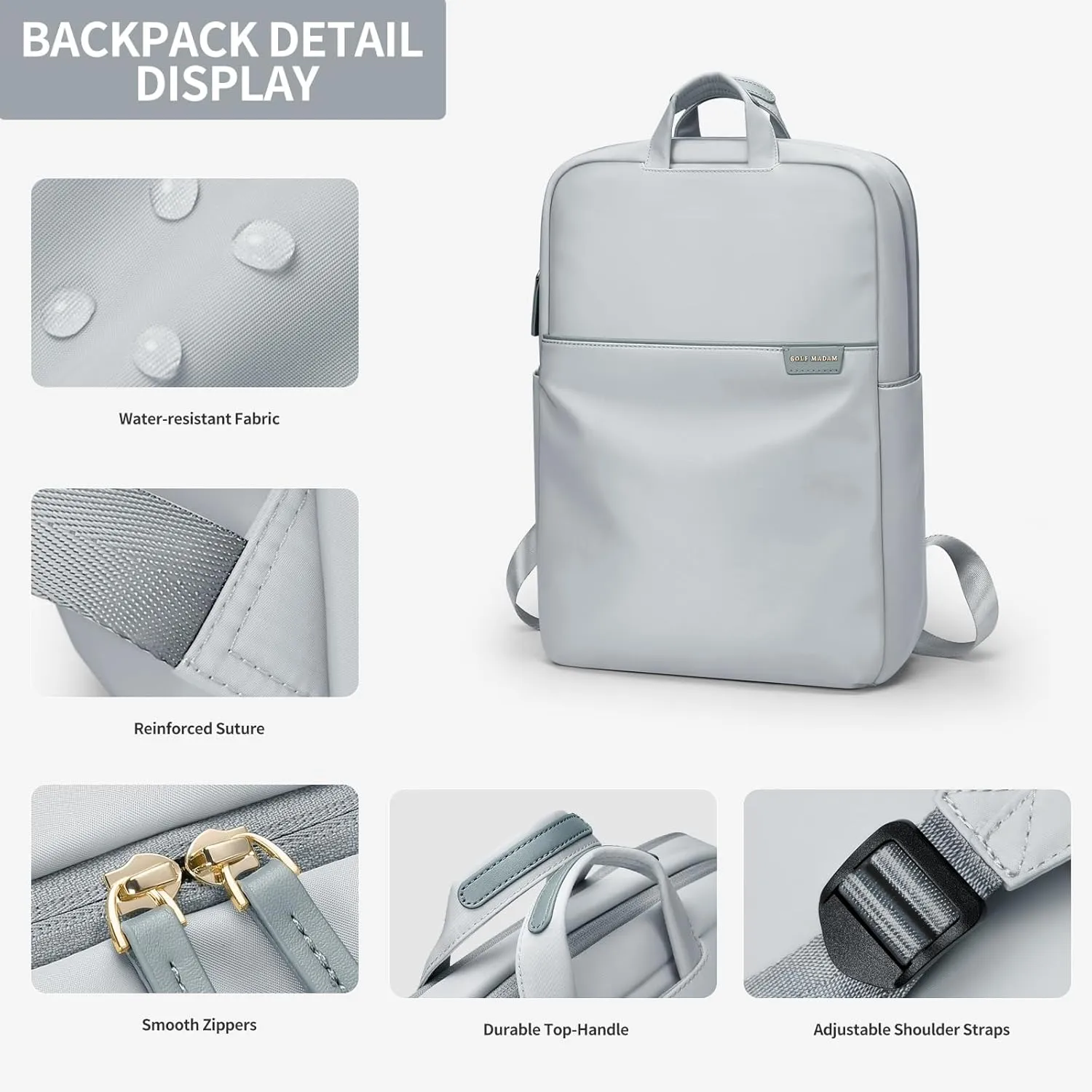 GOLF SUPAGS Travel Laptop Backpack for Women Anti Theft Slim Durable College Bookbag Business Computer Bag Fit 17Inch Notebook (Pale Grey, 17Inch)