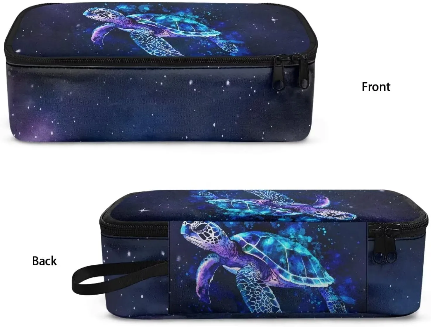 Gomyblomy Space Sea Turtle Pencil Case for Teen Girls Women Fashion Pen Bag Stationery Pencil Pouch with Zipper Big Capacity Makeup Organizer Bag for Travel School Office Supplies