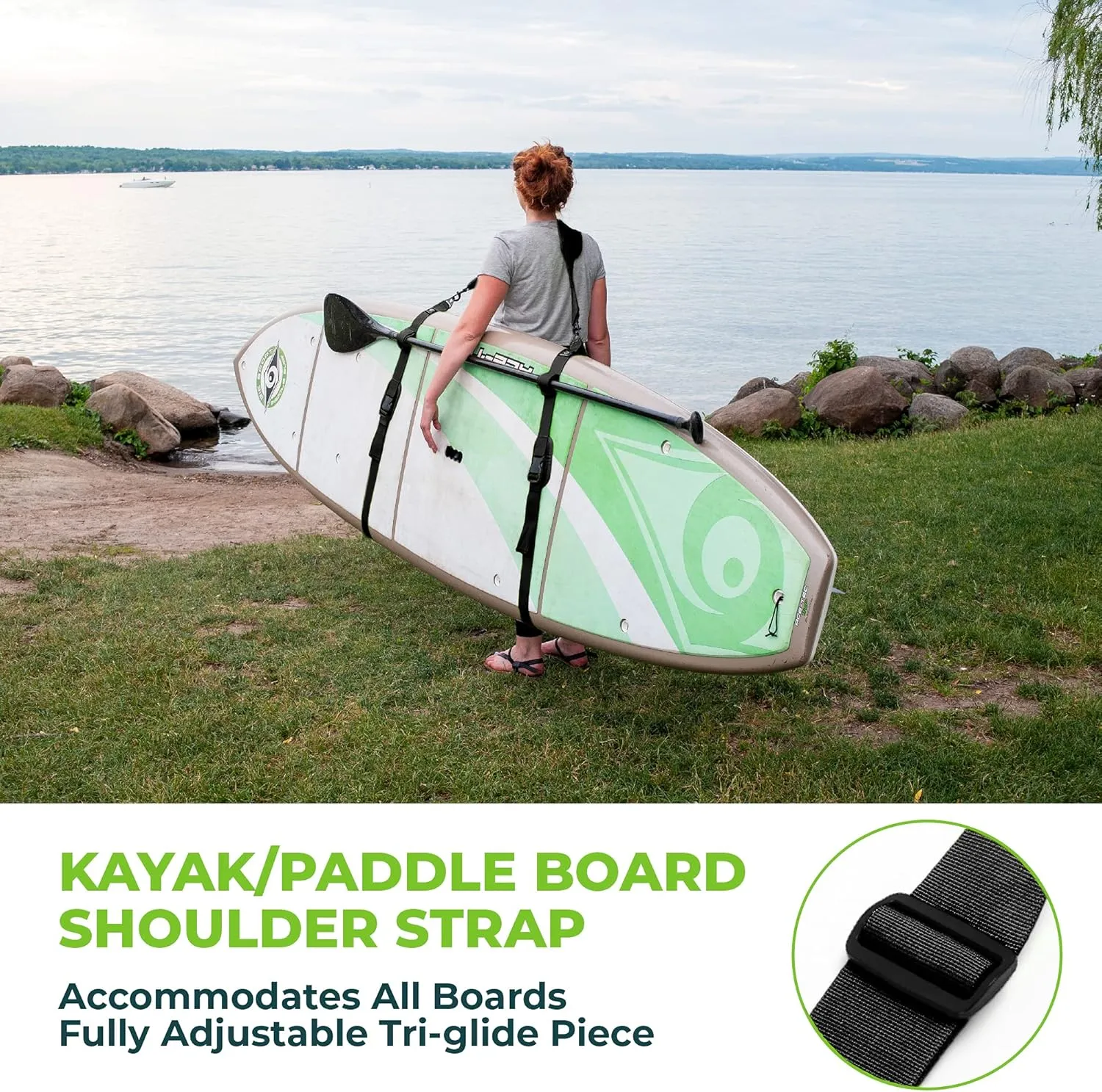 Gradient Fitness Kayak/Paddle Board/Surfboard Shoulder Strap | Hands-Free SUP Carrying Strap For All Size Boards