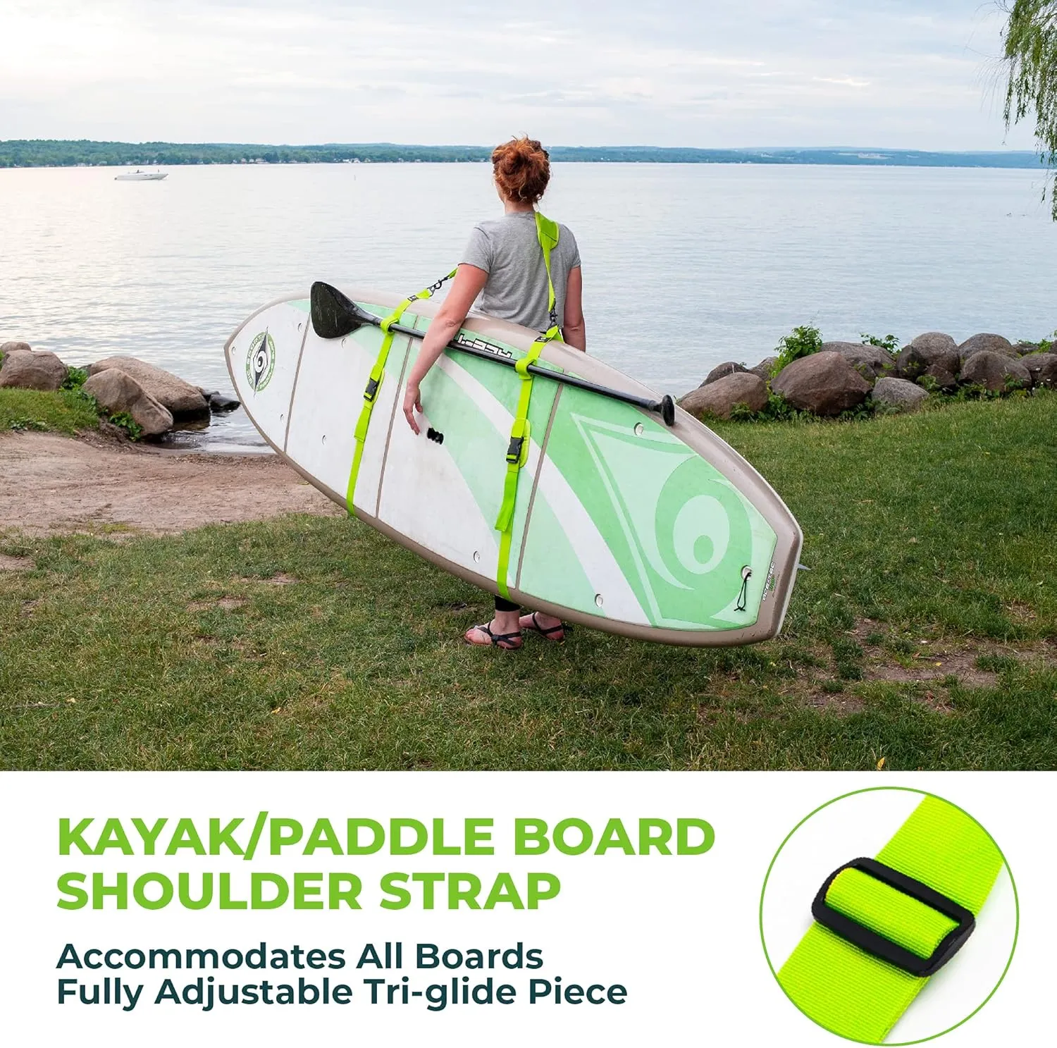 Gradient Fitness Kayak/Paddle Board/Surfboard Shoulder Strap | Hands-Free SUP Carrying Strap For All Size Boards