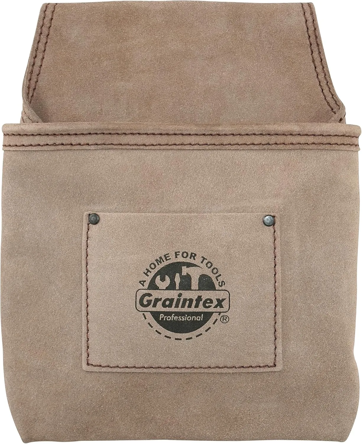 Graintex SS2050 One Pocket Nail & Tool Pouch Beige Color Suede Leather for Constructors, Electricians, Plumbers, Handymen