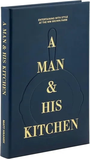 Graphic Image A Man & His Kitchen, Navy Bonded Leather | Handbound in The USA (7.25" W x 11.4" H - 304 Pages) – Recipes for The Modern Cook