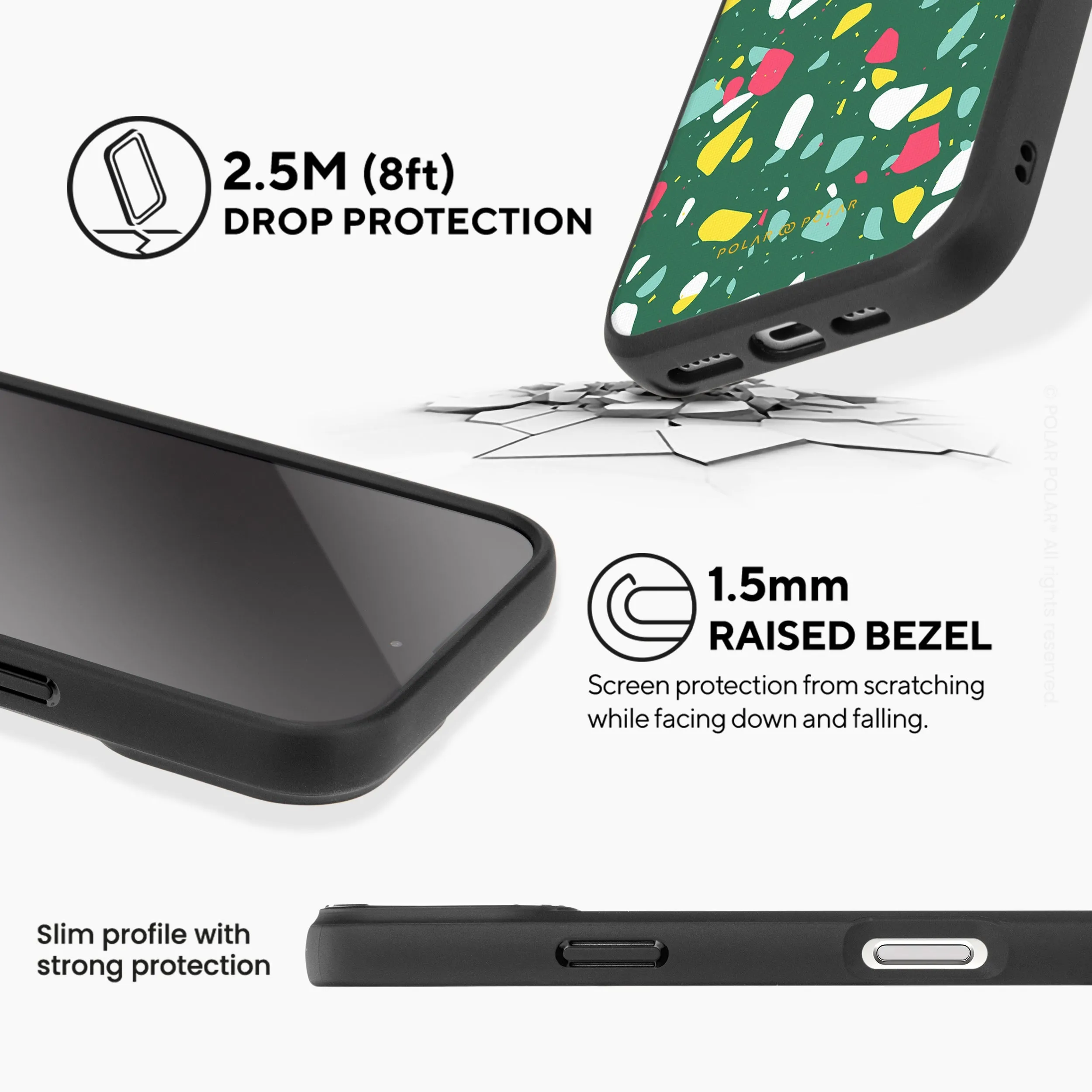 Greenfield Terrazzo - iPhone 16 Frosted Black Bumper MagSafe Case