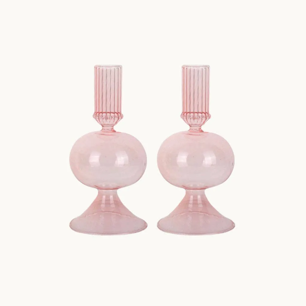 Greta pink candle holder set