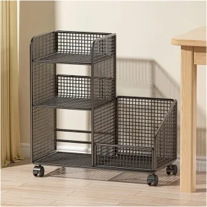 GRFIT Bookcase Movable Bookshelf Desk Floor Storage Rack School Bag Book Storage Cabinet Office Wheeled Trolley Bookshelf