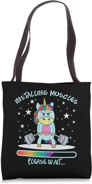 Gym Unicorn Training Muscle Gain Gym Horse Power Unicorn Tote Bag