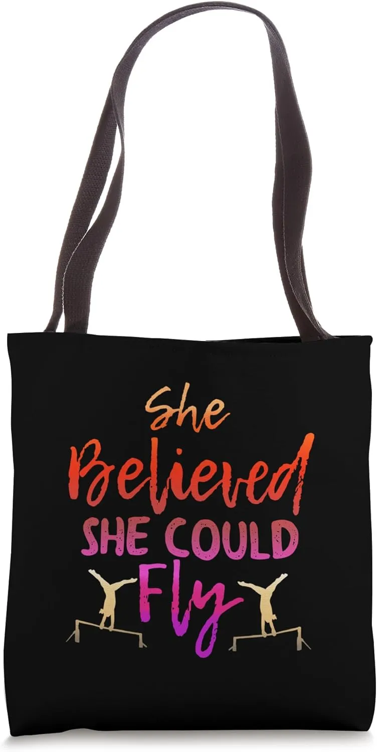 Gymnastics Uneven Bars - Believed She Could Fly Tote Bag