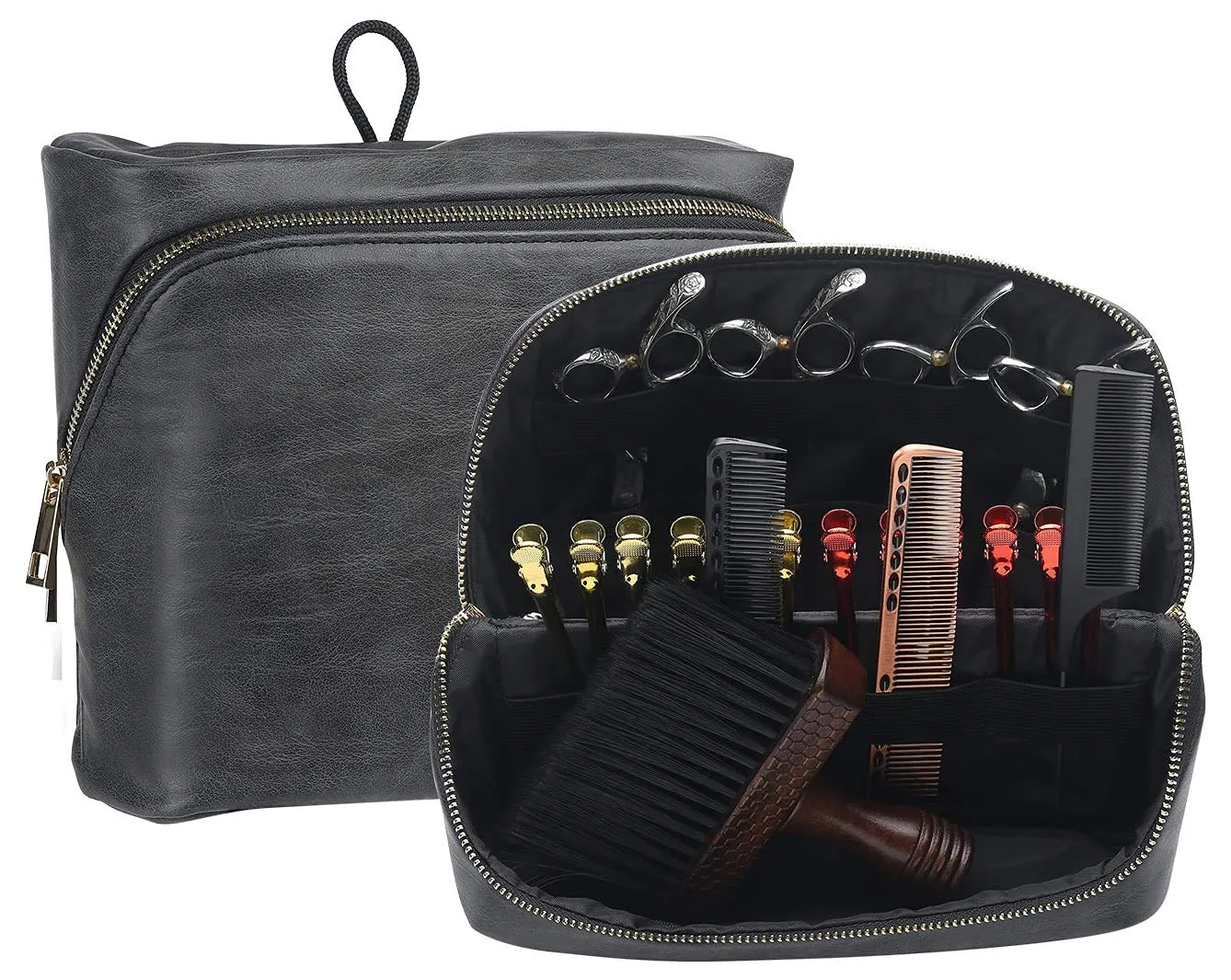 Hair Stylist Tools Storage Bag, Barber Carrying Case for Clippers Scissor Grooming Supplies Travel Kit, Hairdresser Accessories Equipment Organizer-Black