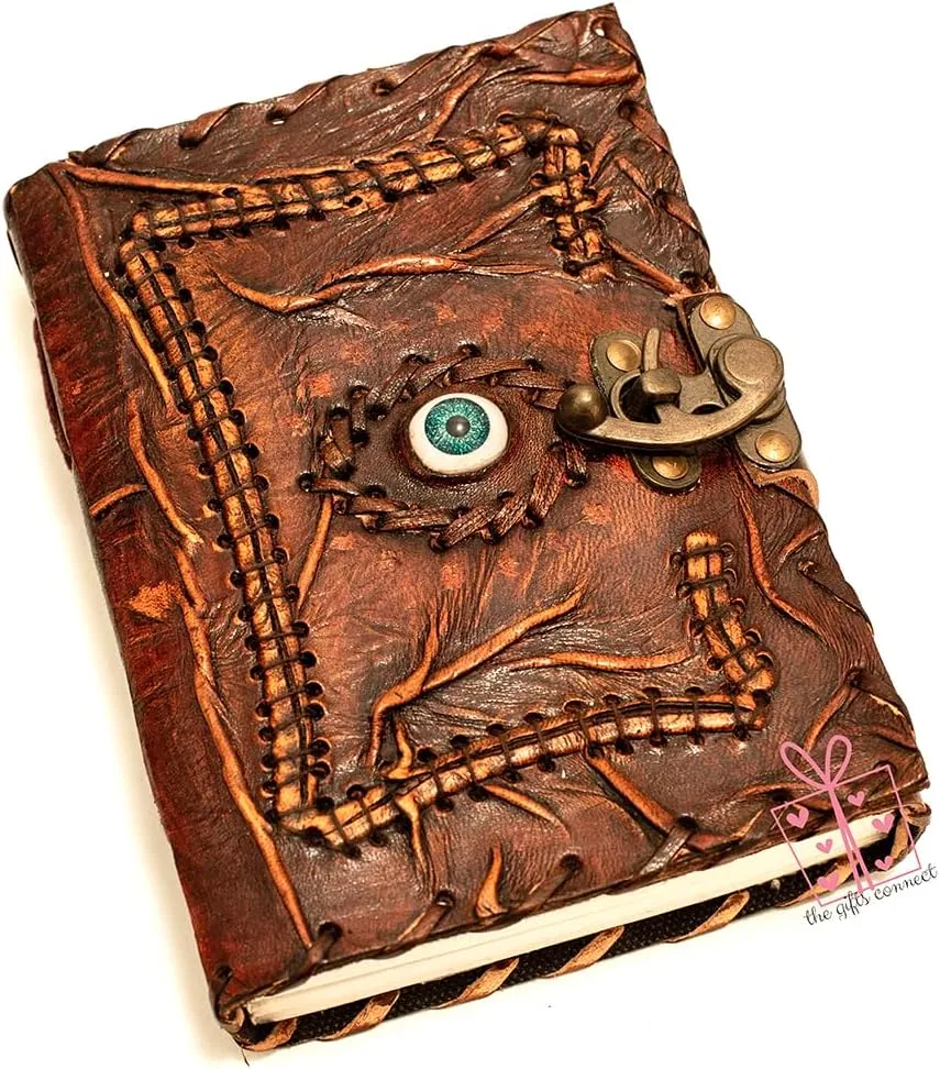 Handcrafted Evil Eye A4 Notebook for Journalist Leather Covered Handmade Present Notebook Gift for Detective