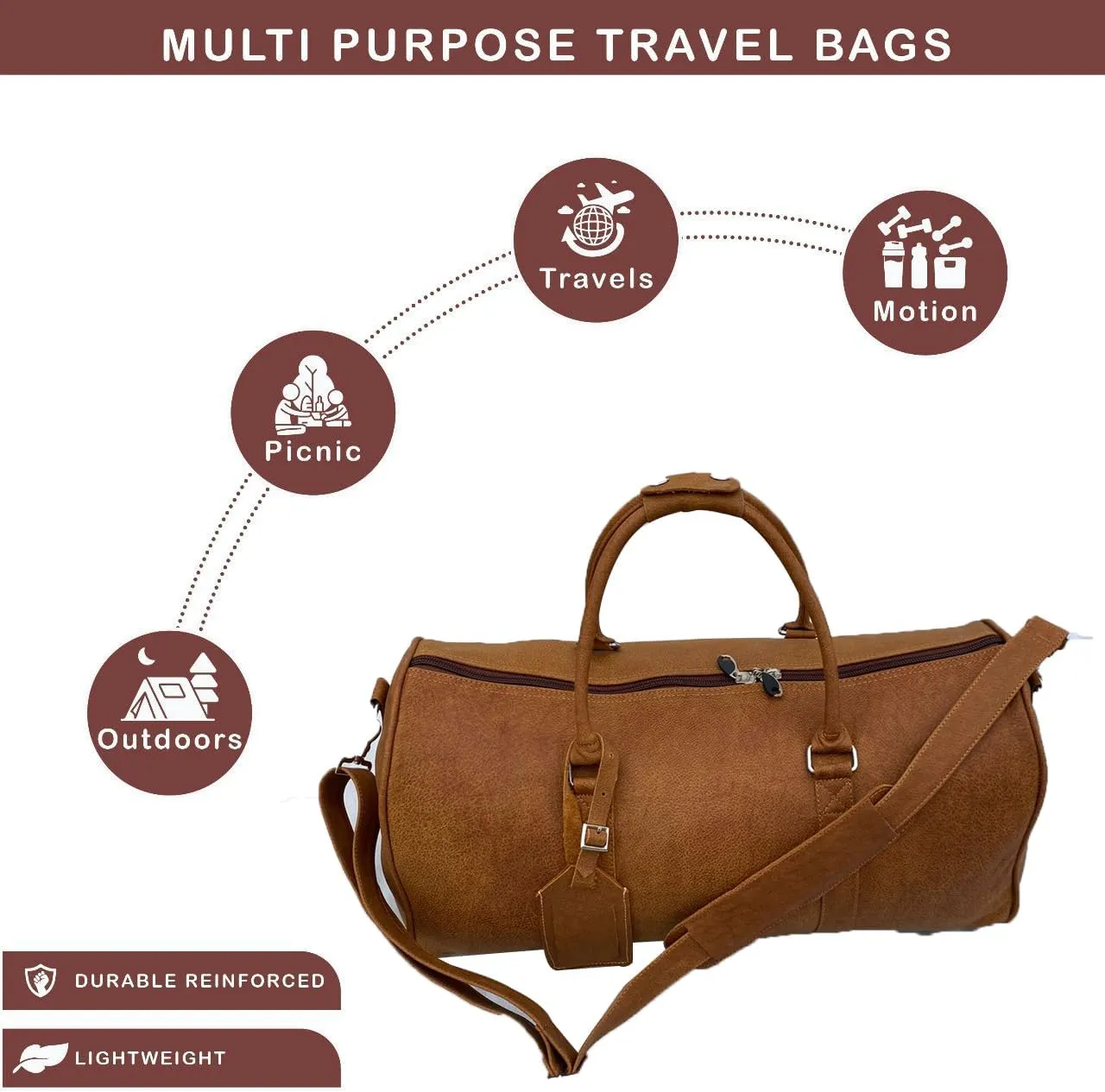 Handcrafted Leather Weekender Bag – Multi-Compartment Design for Travel,weekend outdoor sports gym Perfect for Men & Women