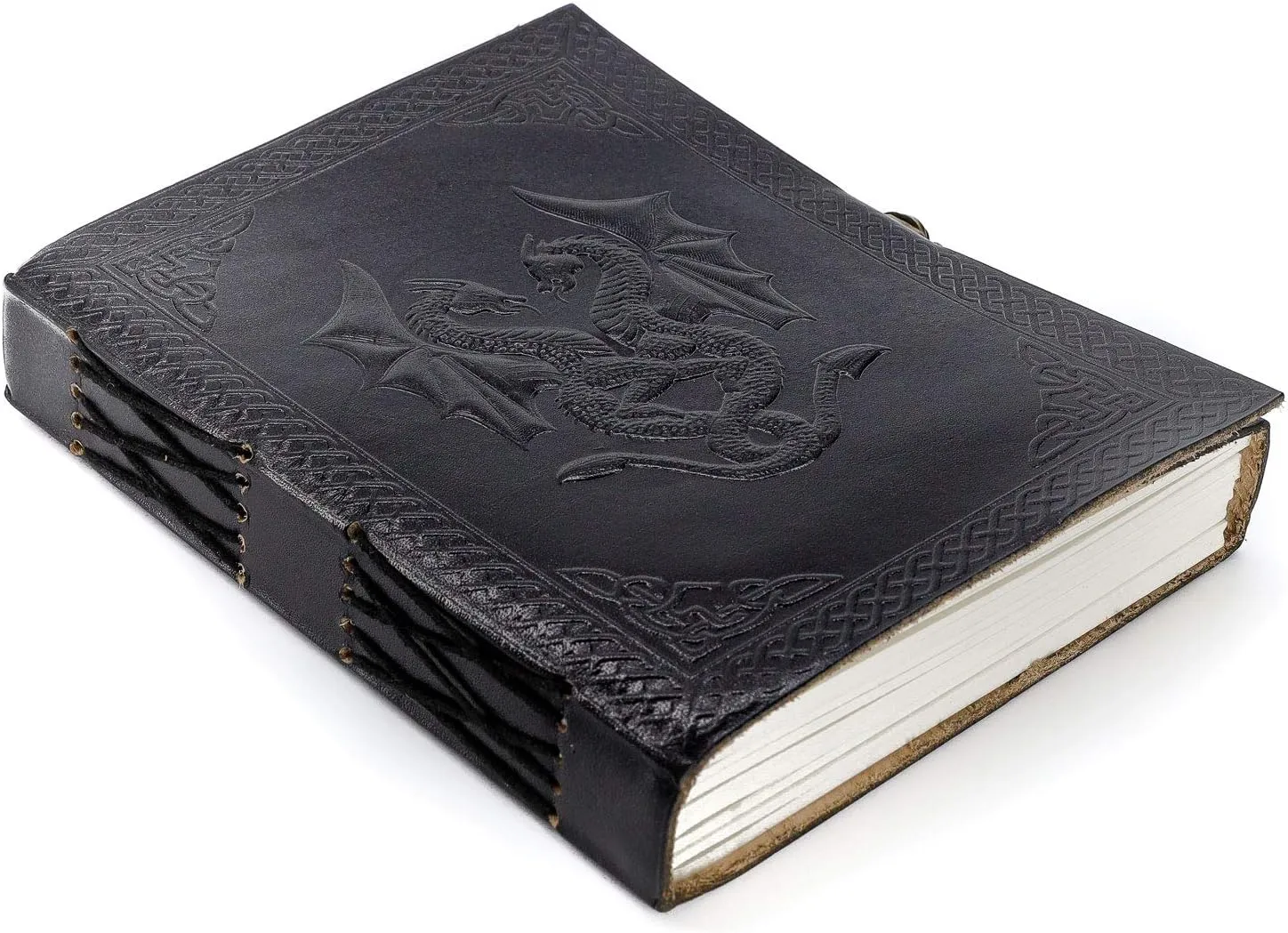 Handmade Leather Double Dragon Journal | Writing Notebook Diary | Bound Daily Notepad for Men & Women Unlined Paper Medium, Writing pad for Artist, Sketch