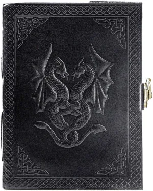Handmade Leather Double Dragon Journal | Writing Notebook Diary | Bound Daily Notepad for Men & Women Unlined Paper Medium, Writing pad for Artist, Sketch