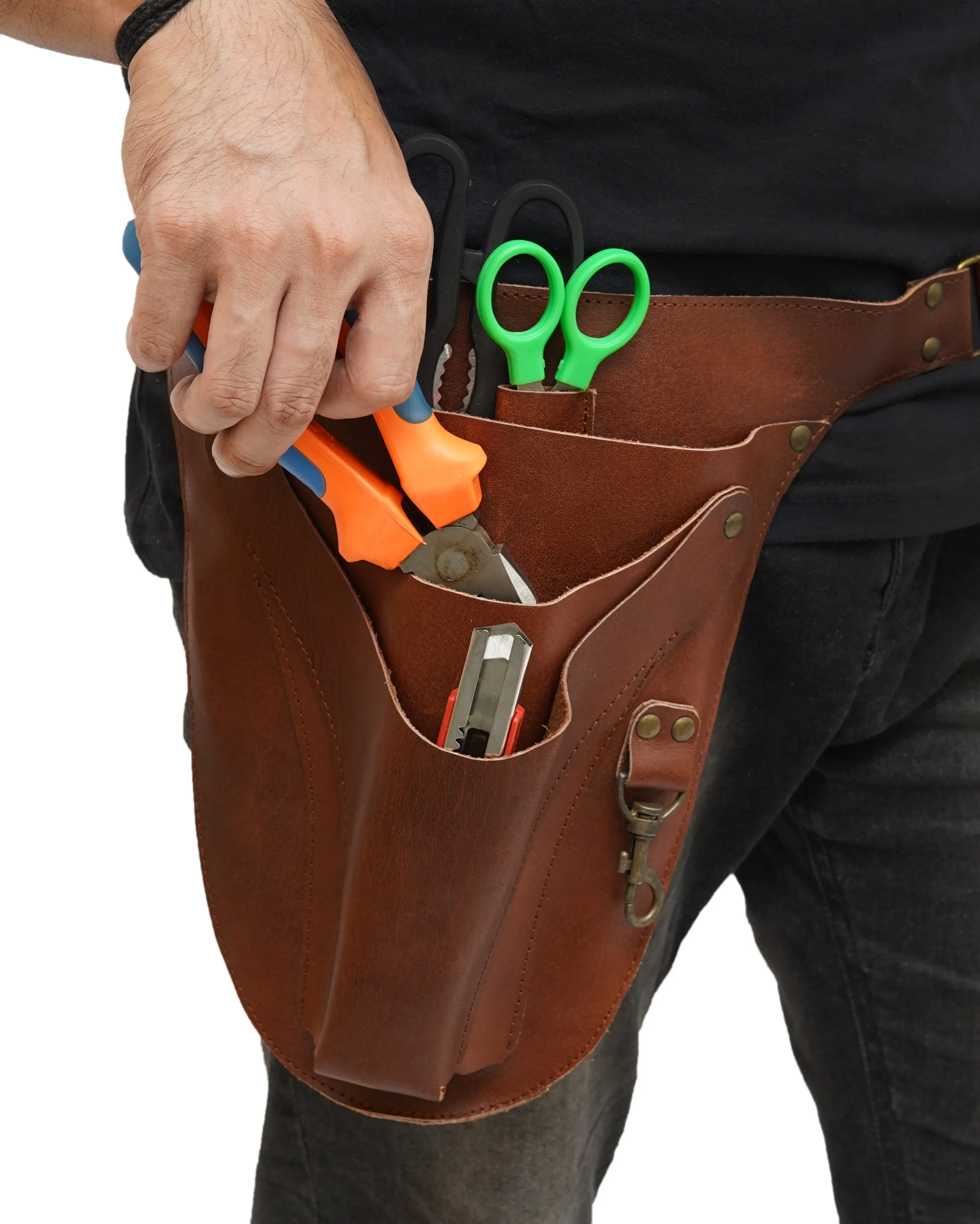 Handmade Leather Garden Tool Belt With Adjustable Strap