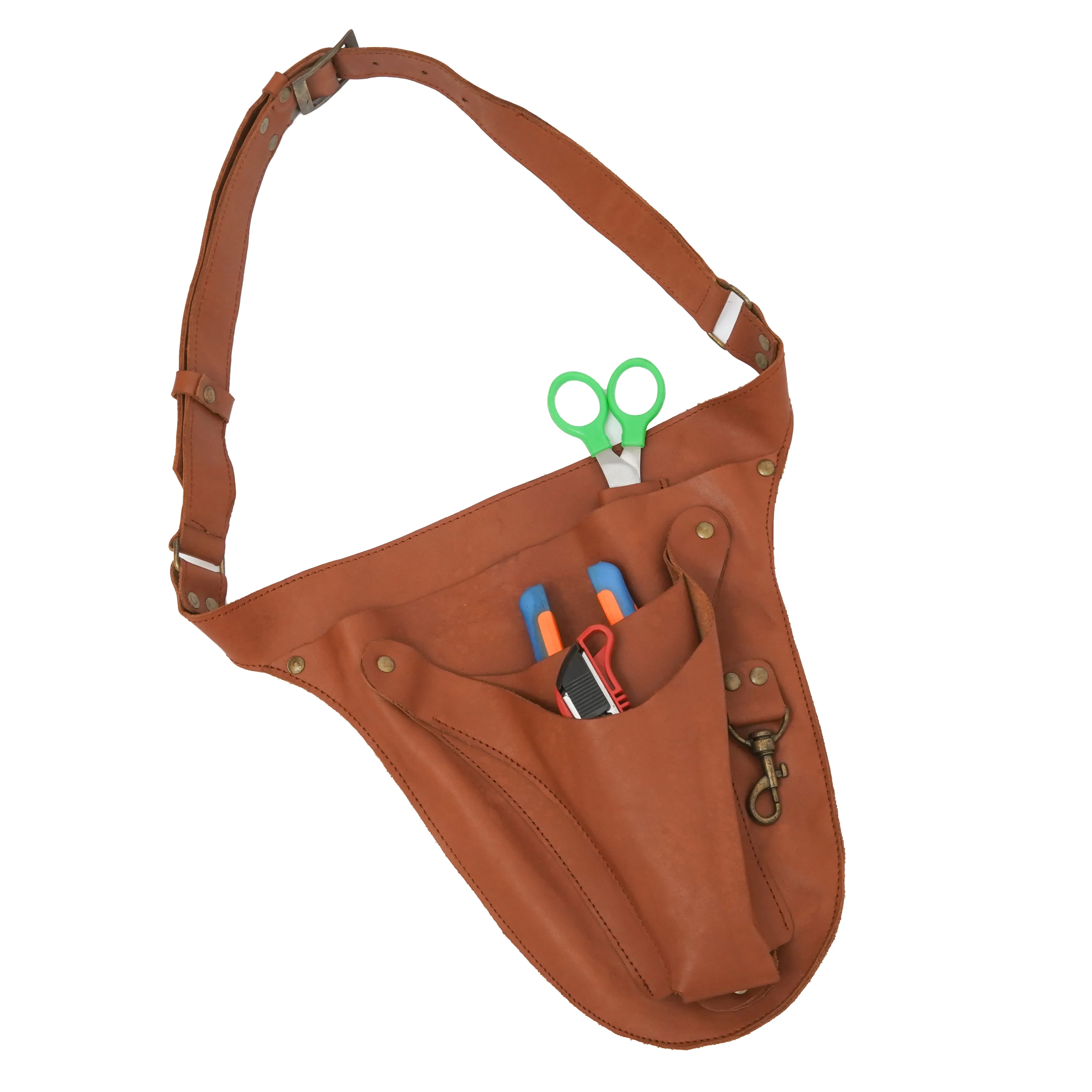 Handmade Leather Garden Tool Belt With Adjustable Strap