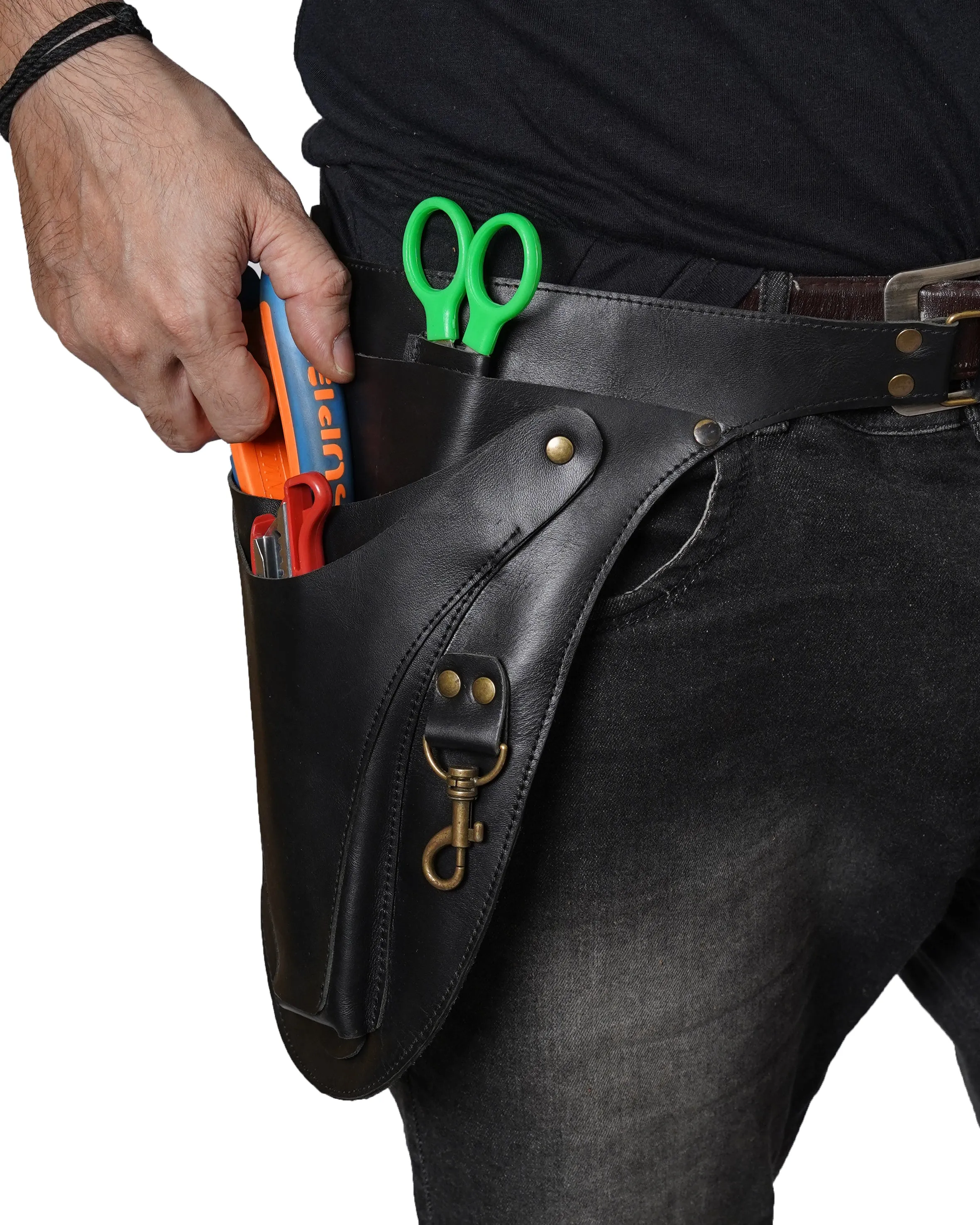 Handmade Leather Garden Tool Belt With Adjustable Strap