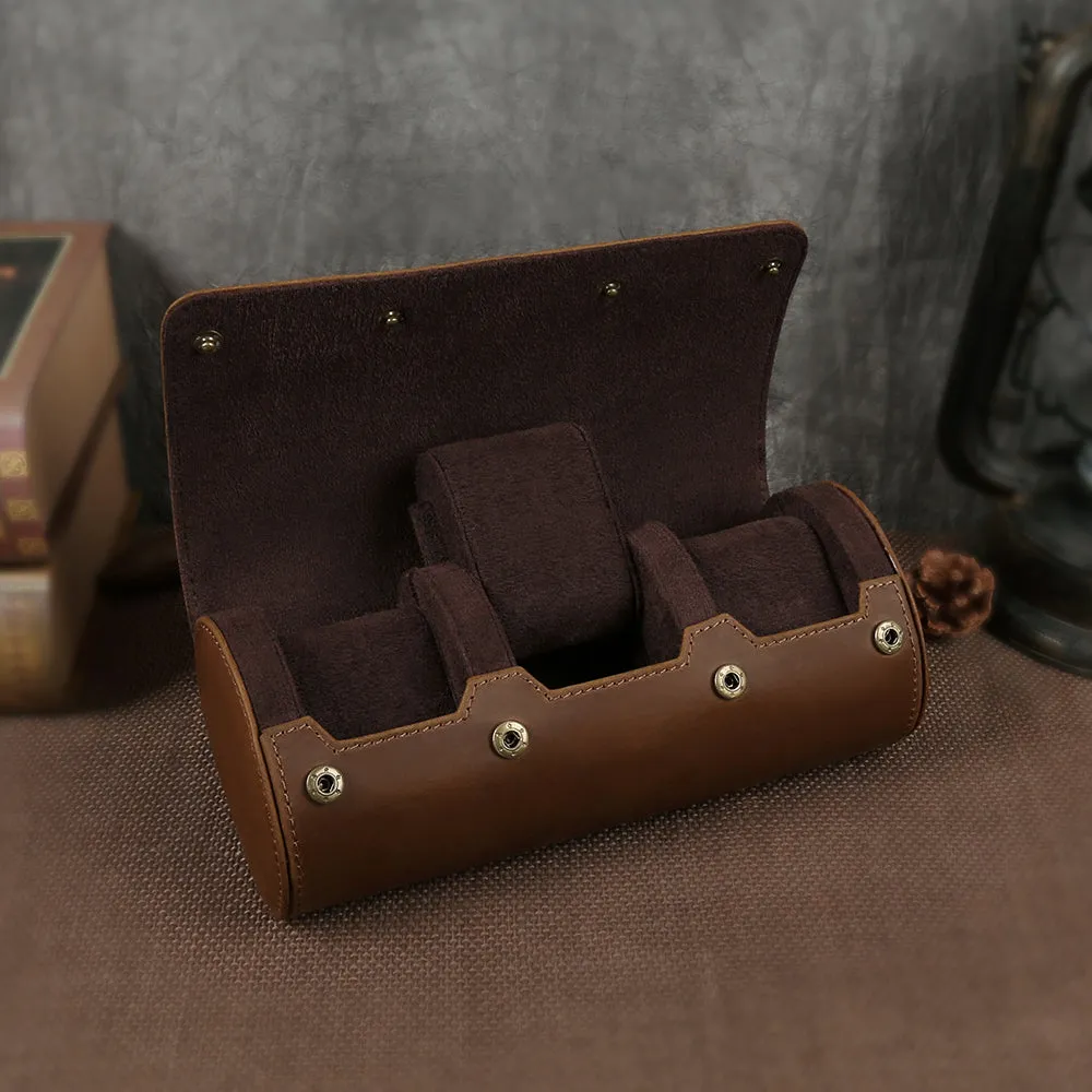 Handmade Vintage Luxury Genuine Leather Watch Case for Jewelry Storage