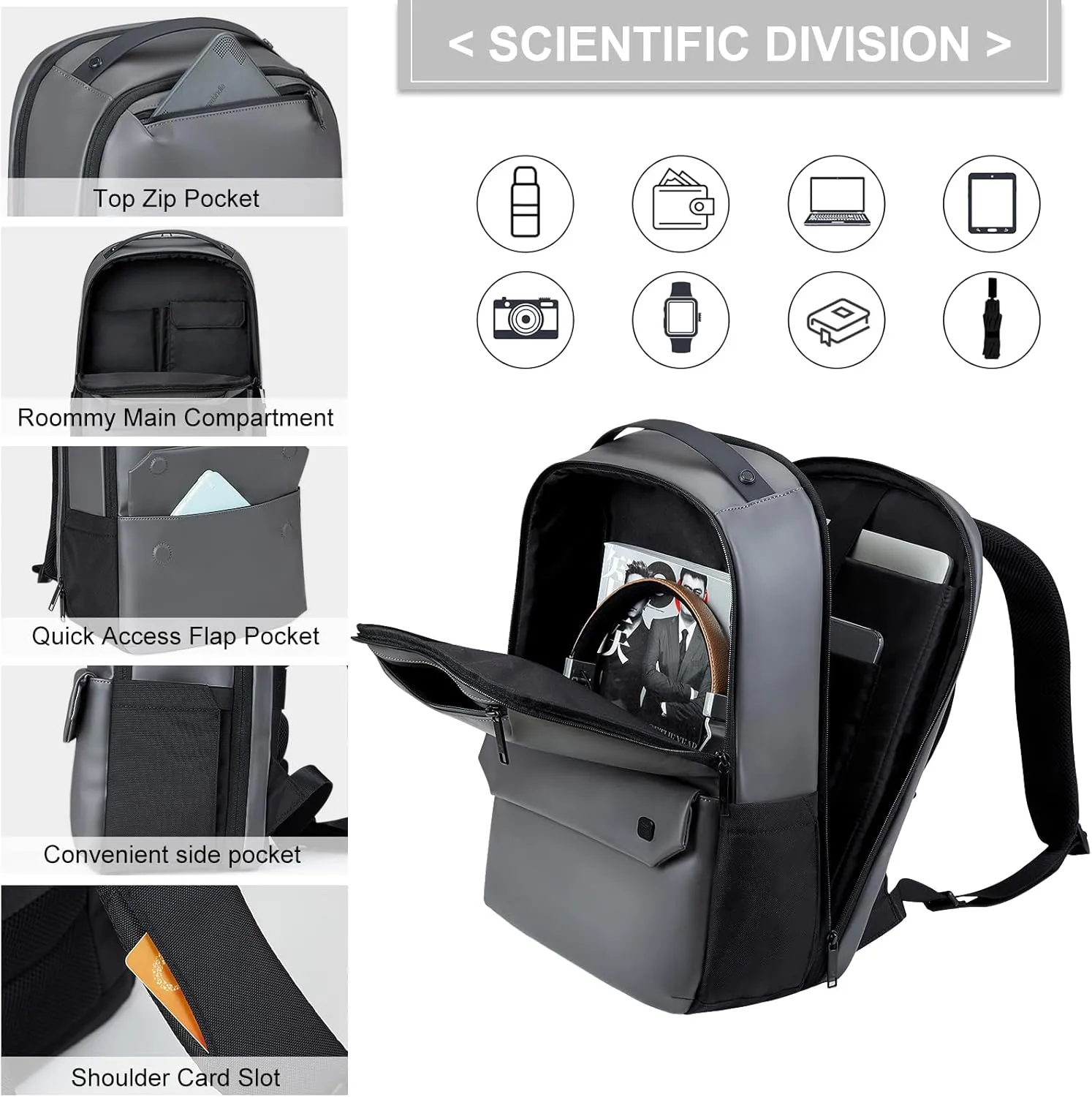 Hanke Carry on Backpack Toiletry Travel Laptop Backpack for Men & Women, Durable Rucksack Weekender Bag Daypack(Mineral Grey)