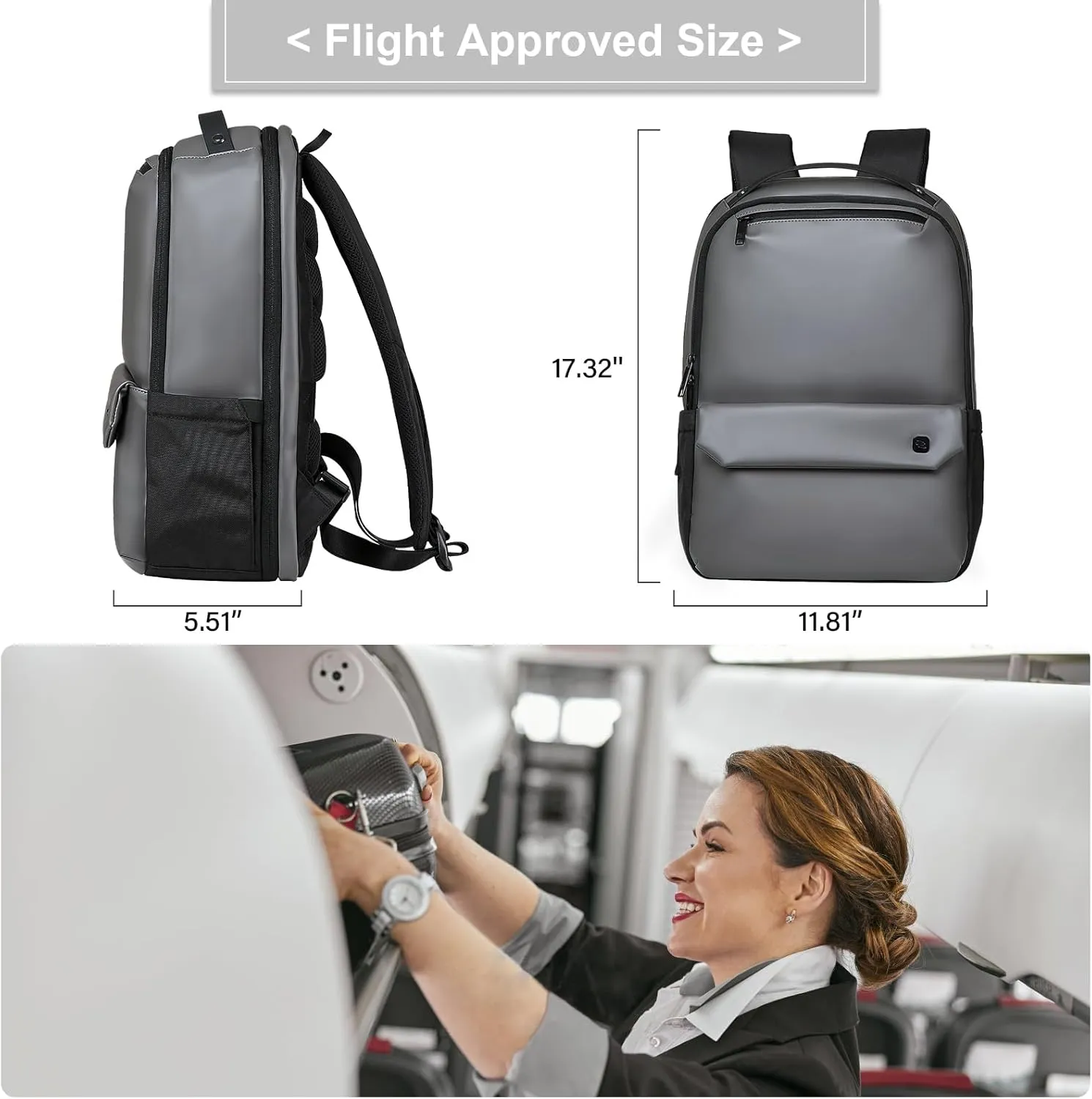 Hanke Carry on Backpack Toiletry Travel Laptop Backpack for Men & Women, Durable Rucksack Weekender Bag Daypack(Mineral Grey)