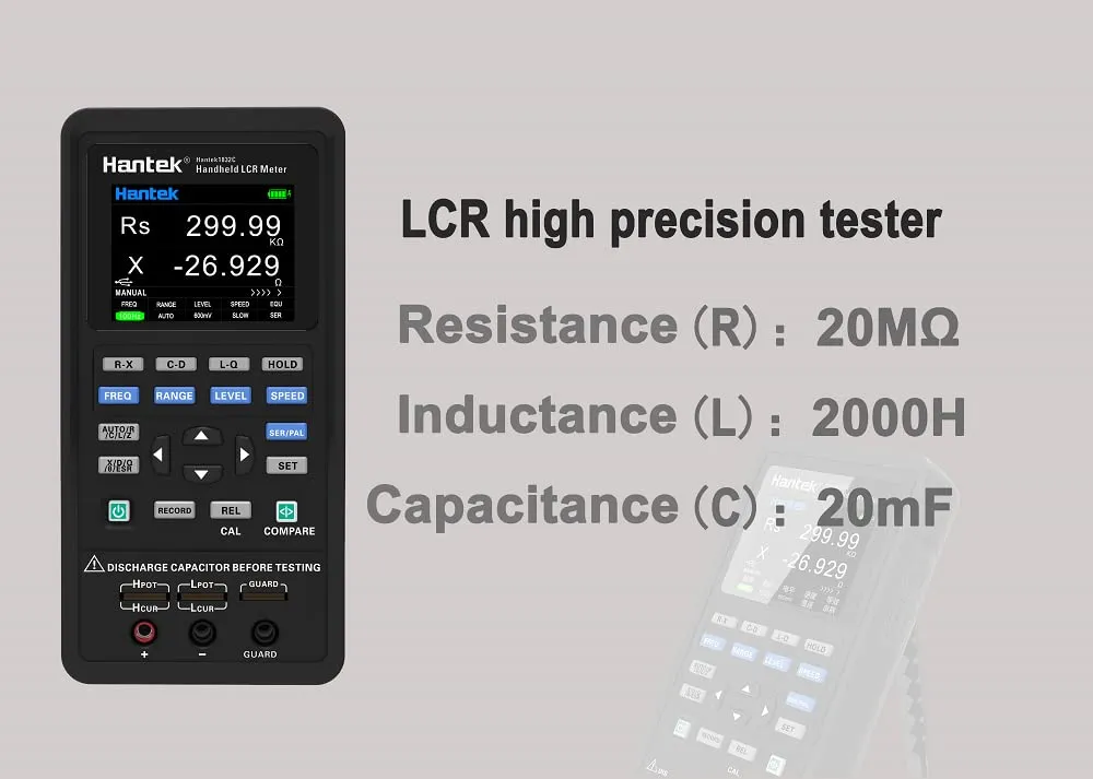 Hantek LCR Meter LCR Hantek1832C/1833C Digital LCR Meter Handheld Portable Inductance Capacitance and Resistance Measuring Tester Tools(Hantek1833C)