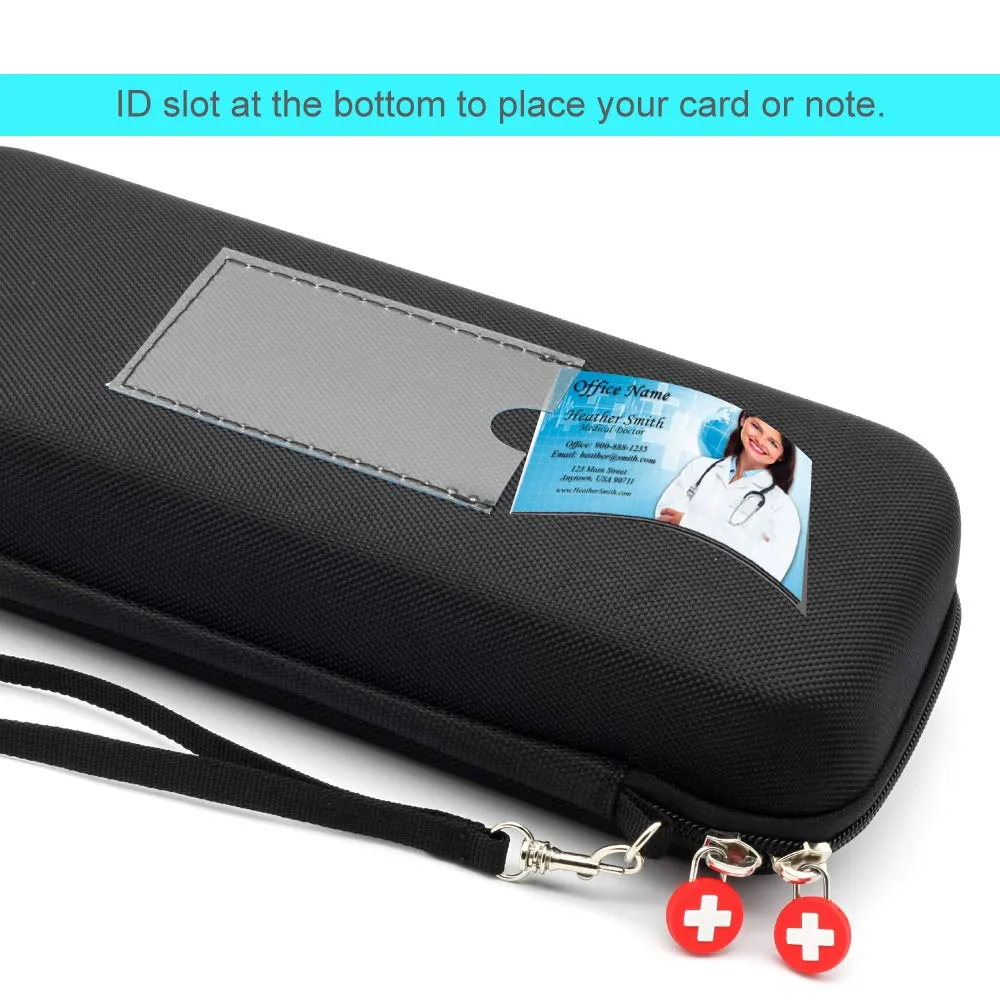 Hard Stethoscope Case, Large Stethoscope Carrying Case with ID Slot, Compatible with 3M Littmann/ADC/Omron/MDF Stethoscope Includes Mesh Pocket for Nurse Accessories (Black)