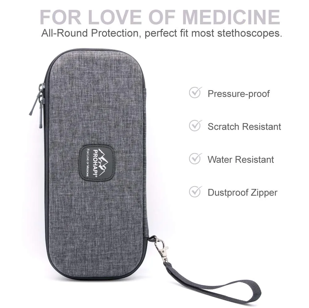 Hard Stethoscope Case, Large Stethoscope Carrying Case with ID Slot, Compatible with 3M Littmann/ADC/Omron/MDF Stethoscope Includes Mesh Pocket for Nurse Accessories (Volcanic Grey)