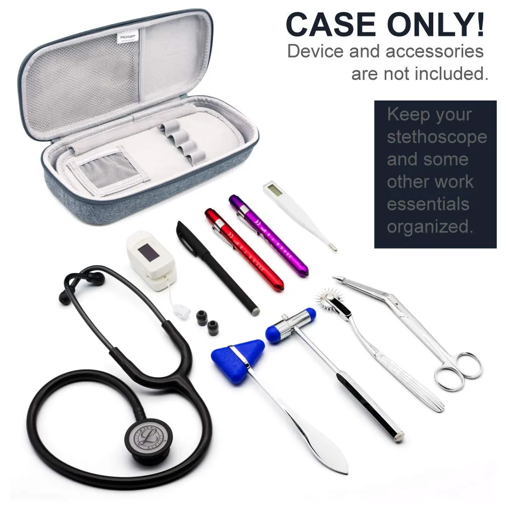 Hard Stethoscope Case, Large Stethoscope Carrying Case with ID Slot, Compatible with 3M Littmann/ADC/Omron/MDF Stethoscope Includes Mesh Pocket for Nurse Accessories (Volcanic Grey)