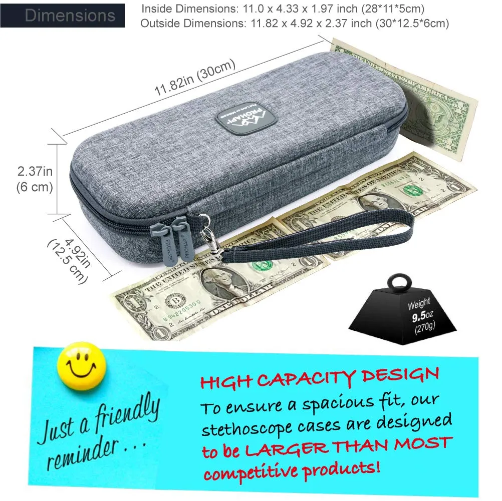 Hard Stethoscope Case, Large Stethoscope Carrying Case with ID Slot, Compatible with 3M Littmann/ADC/Omron/MDF Stethoscope Includes Mesh Pocket for Nurse Accessories (Volcanic Grey)