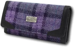 Harris Tweed 'Bute' Purse in Royal Stewart Tartan (Bold Purple Check)