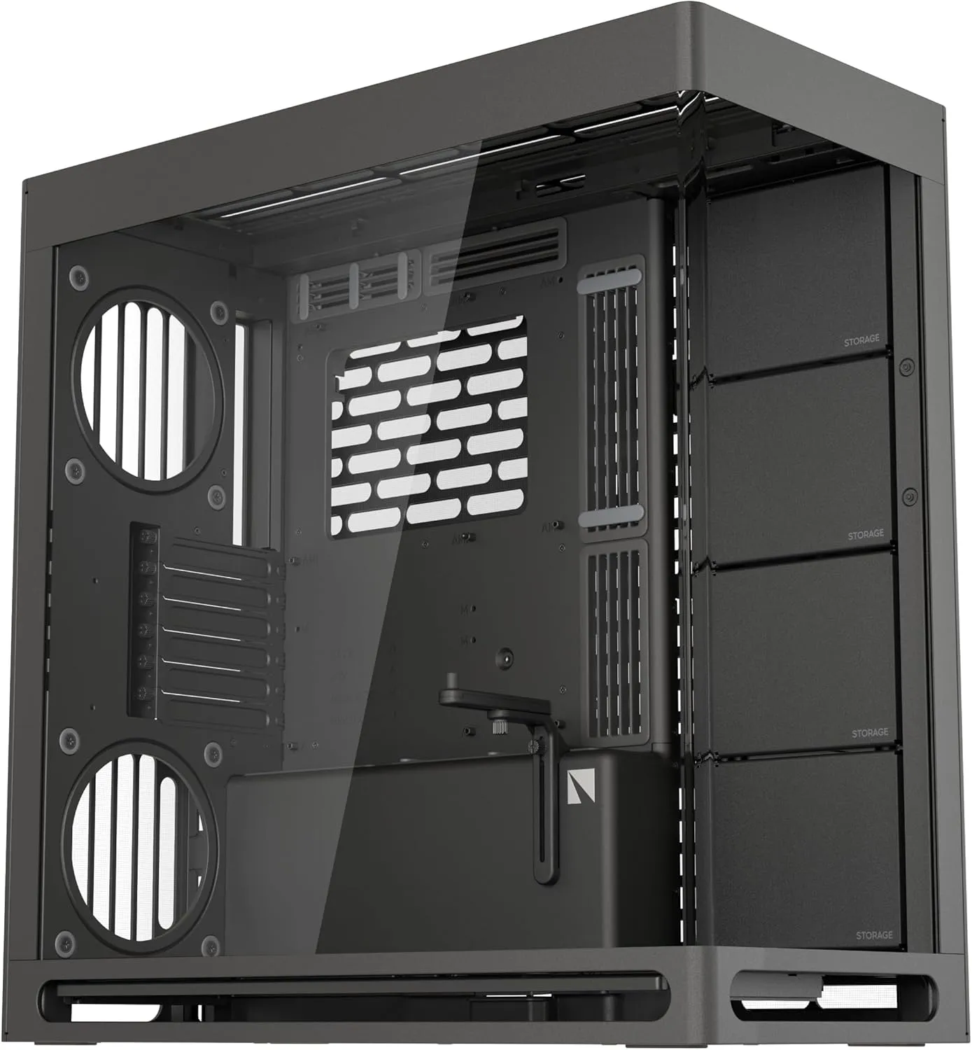 HAVN HS 420 Dual-Chamber Mid Tower PC Case ATX Black | Hybrid Design, 11x 140mm Fan Slots & 3X 420mm Radiator Support, SimpliCable Cable Management, Tempered Glass, PWM Fan Hub
