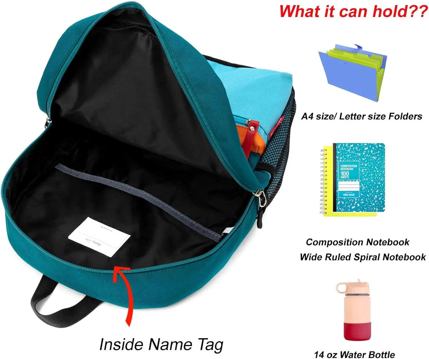 HawLander Little Kids Backpack for Boys Toddler School Bag Fits 3 to 9 years old, 17 inch, Blue Green