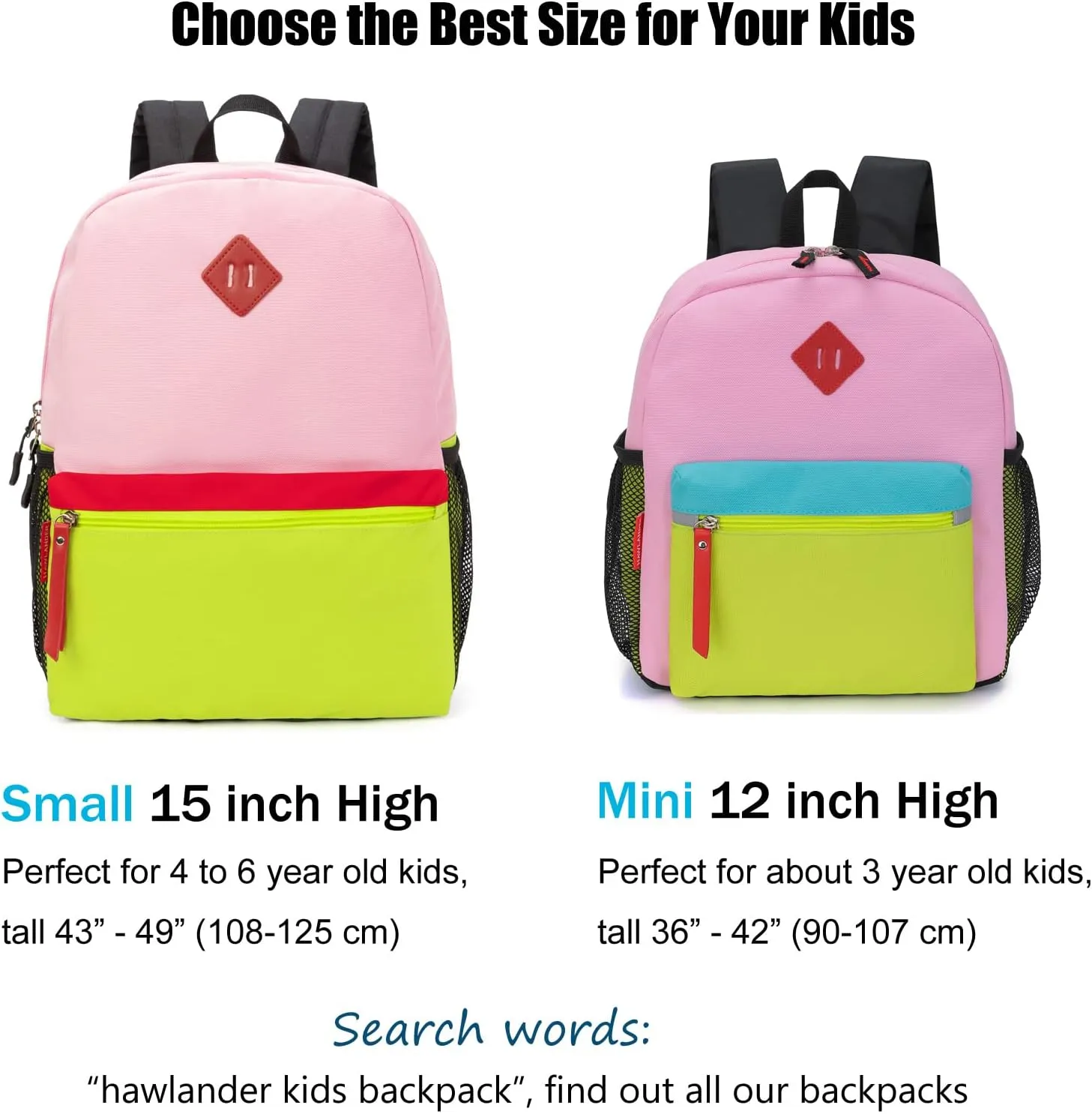 HawLander Preschool Backpack for Toddler Girls, Kids School Bag, Ages 3 to 7 years old, Mini, Pink Yellow